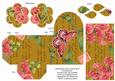 Gold Sweet Pea Rolled Rose 3in Favour/gift Box N' Card
