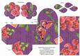 Purple Sweet Pea Rolled Rose 3in Favour/gift Box N' Card