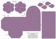 Purple Black Dotty Rolled Rose 3in Favour/gift Box N' Card