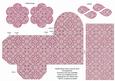 Cerise Lace Rolled Rose 3in Favour/gift Box N' Card