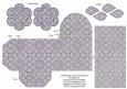 Dblue Lace Rolled Rose 3in Favour/gift Box N' Card