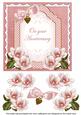 Pink Magnolia Anniversary Fancy 7in Decoupage Topper