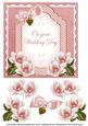 Pink Magnolia Wedding Day Fancy 7in Decoupage Topper