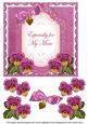 Cerise Pansy for My Mum Fancy 7in Decoupage Topper