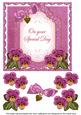 Cerise Pansy Special Day Fancy 7in Decoupage Topper