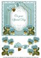Dusky Teal Pansy Special Day Fancy 7in Decoupage Topper