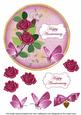 Cerise Rose Happy Anniversary 7in Circle Decoupage Topper
