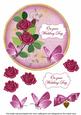 Cerise Rose Wedding Day 7in Circle Decoupage Topper