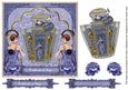 Blue Art Deco Perfume Celebratein Style 7in Decoupage Topper