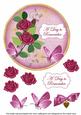 Cerise Rose Day to Remember 7in Circle Decoupage Topper