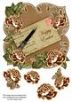 Tea Rose Happy Easter 8in Fancy Rose Topper