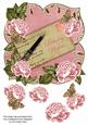 Pink Rose Birthday Wishes 8in Fancy Rose Topper