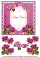 Cerise Pansy Happy Easter Fancy 7in Decoupage Topper