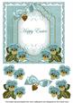 Teal Pansy Happy Easter Fancy 7in Decoupage Topper