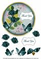 Peacock Rose Thank You 7in Circle Decoupage Topper