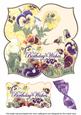 Pansies Birthday Wishes 8in Large Blooms Fancy Topper