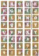 Vintage Tea Big Blooms Alphabet Tile Embellishment Sheet