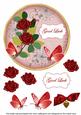 Red Rose Good Luck 7in Circle Decoupage Topper