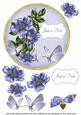 Blue Wild Rose Just a Note 7in Circle Decoupage Topper