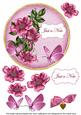 Cerise Wild Rose Just a Note 7in Circle Decoupage Topper