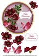 Hot Pink Wild Rose Anniversary 7in Circle Decoupage Topper