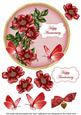 Red Wild Rose Anniversary 7in Circle Decoupage Topper