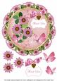 Pink Daisy Thank You 8in Doily Decoupage Topper