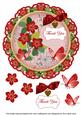 Red Fmk Thank You 8in Doily Decoupage Topper