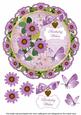 Lilac Daisy Birthday Wishes 8in Doily Decoupage Topper
