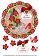 Red Forget Me Knot Sympathy 8in Doily Decoupage Topper