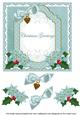 Dteal Poinsettia Christmas Greetings 7in Decoupage Topper