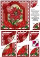 Red Poinsettia Christmas 6in Duo Corner Stacker Card Front