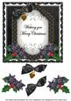 Black Poinsettia Merry Christmas Fancy 7in Topper