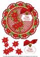 Red Poinsettia Happy Christmas 8in Doily Decoupage Topper