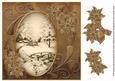 Vintage Tea Snowscene 8in Swirl Decoupage Topper