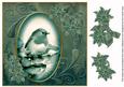 Dusky Teal Robin 8in Swirl Decoupage Topper