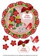 Red Fmk Happy Birthday 8in Doily Decoupage Topper
