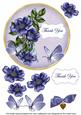Dark Blue Wild Rose Thank You 7in Circle Decoupage Topper