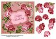 Pink Roses Happy Birthday 7in Fancy Decoupage Topper