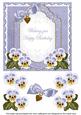 Blue Pansy Happy Birthday Fancy 7in Decoupage Topper