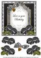 Black Rose Love on Birthday Fancy 7in Decoupage Topper
