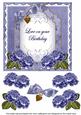 Dblue Rose Love on Birthday Fancy 7in Decoupage Topper