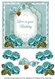Dteal Rose Love on Birthday Fancy 7in Decoupage Topper