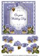 Dblue Pansy Wedding Day Fancy 7in Decoupage Topper