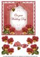 Dark Red Pansy Wedding Day Fancy 7in Decoupage Topper