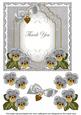 Silver Pansy Thank You Fancy 7in Decoupage Topper