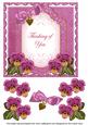 Cerise Pansy Thinking of You Fancy 7in Decoupage Topper