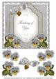 Silver Pansy Thinking of You Fancy 7in Decoupage Topper