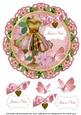 Pink Floral Dress Just a Note 8in Doily Decoupage Topper