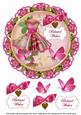 Cerise Floral Dress Belatedwishes 8in Doily Decoupage Topper